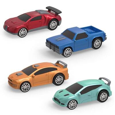 Driven 4-Piece Pull-Back Car Set - Turquoise, Orange, Blue, Red Wh1121Z - 1