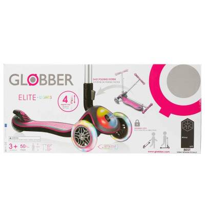 Globber Elite Deluxe Flash Full Light Scooter - Pink 449-110 - 7