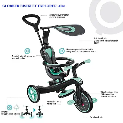 Globber Explorer 4-in-1 Bicycle - Blue 632-105 - 1