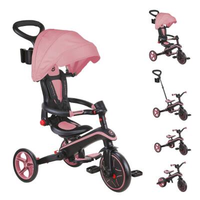 Globber Explorer 4-In-1 Folding Bicycle - Dark Pastel Pink 732-210 - 1