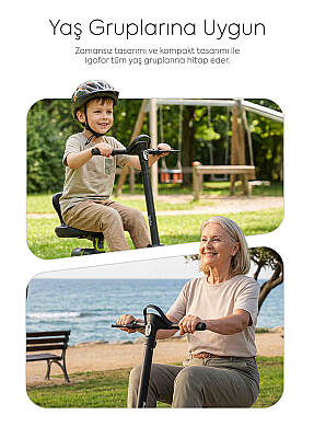 Igofor 3 Tekerlekli Katlanabilir Elektrikli Oturulabilir Scooter Siyah EM301-B - 3