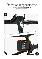 Igofor 3 Tekerlekli Katlanabilir Elektrikli Oturulabilir Scooter Siyah EM301-B - 6