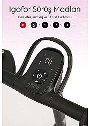 Igofor 3 Tekerlekli Katlanabilir Elektrikli Oturulabilir Scooter Pembe EM301-P - 2