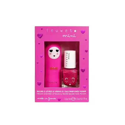 Inuwet 2-Piece Set - Fuchsia Water-Based Nail Polish And Cherry Flavored Lip Moisturizer Vindv04 - 1