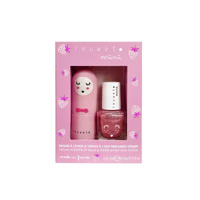 Inuwet 2-Piece Water-Based Nail Polish And Lip Balm Set - Strawberry Vindv05 - 1