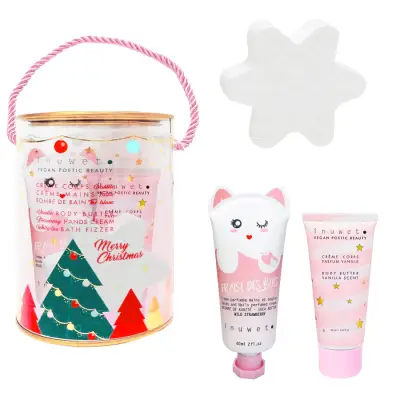 Inuwet Christmas Set In Cylindrical Box - Strawberry Scented Hand Cream 60 Ml Vinsnow - 1