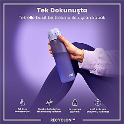 ION8 Geri Dönüştürülmüş Plastik Sızdırmaz İnce Suluk (500 ml) - Recyclon Açık Mor - 4