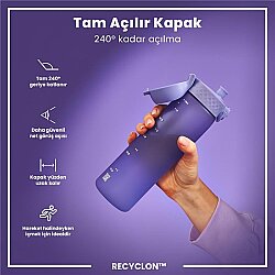 ION8 Geri Dönüştürülmüş Plastik Sızdırmaz İnce Suluk (500 ml) - Recyclon Açık Mor - 5