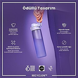 ION8 Geri Dönüştürülmüş Plastik Sızdırmaz İnce Suluk (500 ml) - Recyclon Açık Mor - 6