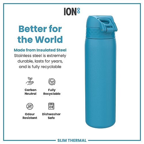 ION8 Sızdırmaz İnce Su Termosu 500 Ml - Mavi - 6