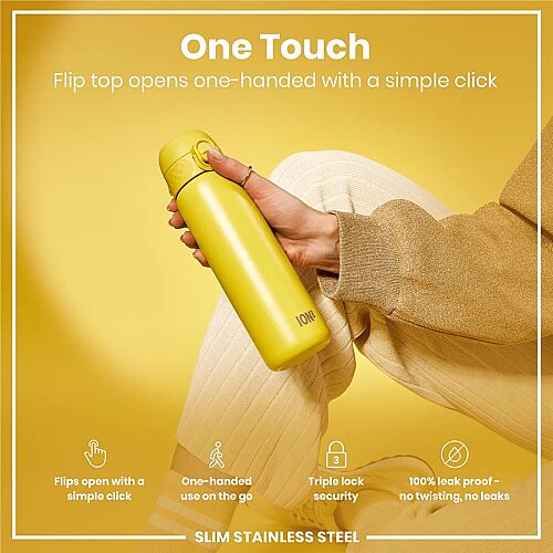 ION8 Sızdırmaz Paslanmaz Çelik İnce Suluk (600 ml) - Sarı - 3