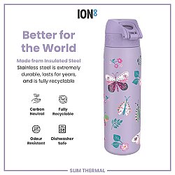 ION8 Sızdırmaz İnce Su Termosu (500 ml) - Kelebekler - 6