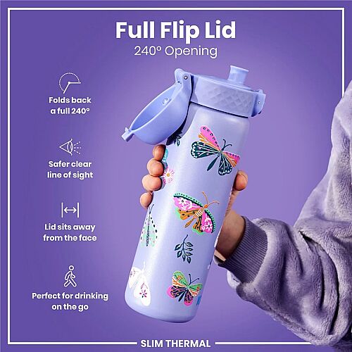 ION8 Sızdırmaz İnce Su Termosu (500 ml) - Kelebekler - 4