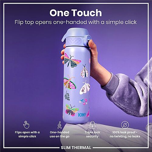 ION8 Sızdırmaz İnce Su Termosu (500 ml) - Kelebekler - 3