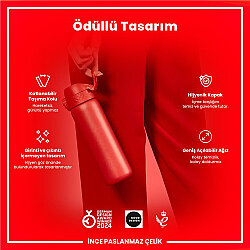 ION8 Sızdırmaz Paslanmaz Çelik İnce Suluk (600 ml) - Kırmızı - 3
