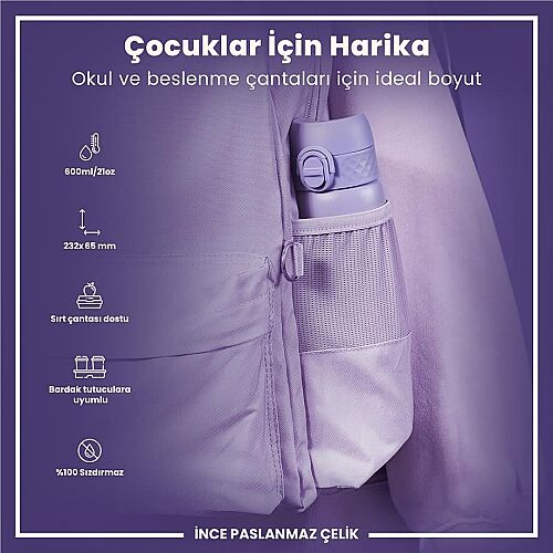 ION8 Sızdırmaz Paslanmaz Çelik İnce Suluk (600 ml) - Açık Mor - 6