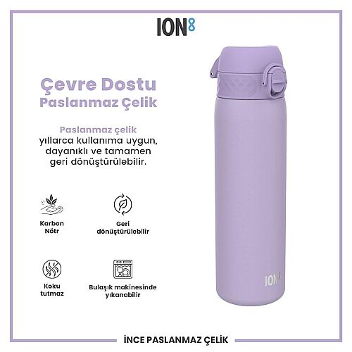 ION8 Sızdırmaz Paslanmaz Çelik İnce Suluk (600 ml) - Açık Mor - 3