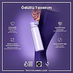 ION8 Sızdırmaz Paslanmaz Çelik İnce Suluk (600 ml) - Açık Mor - 2