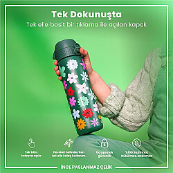 ION8 Sızdırmaz Paslanmaz Çelik İnce Suluk (600 ml) - Çiçekli - 6
