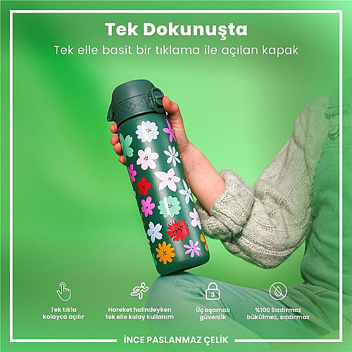 ION8 Sızdırmaz Paslanmaz Çelik İnce Suluk (600 ml) - Çiçekli - 6
