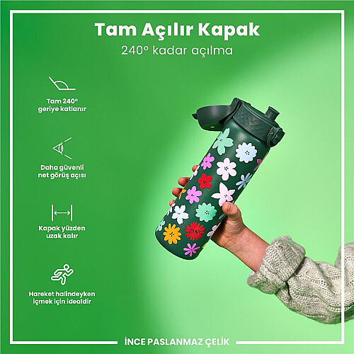 ION8 Sızdırmaz Paslanmaz Çelik İnce Suluk (600 ml) - Çiçekli - 4