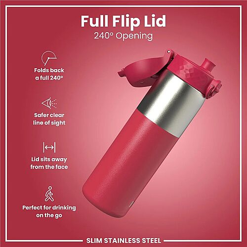 ION8 Sızdırmaz Paslanmaz Çelik İnce Suluk 600 Ml - Fuşya - 4