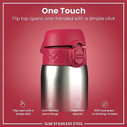 ION8 Sızdırmaz Paslanmaz Çelik İnce Suluk 600 Ml - Fuşya - 3