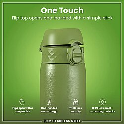 ION8 Sızdırmaz Paslanmaz Çelik İnce Suluk (600 ml) - Haki Yeşili - 3
