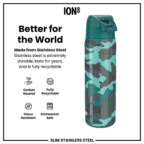 ION8 Sızdırmaz Paslanmaz Çelik İnce Suluk (600 ml) - Kamuflaj - 5