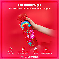 ION8 Sızdırmaz Paslanmaz Çelik Kırmızı İnce Suluk (600 ml) - Unicorn - 6