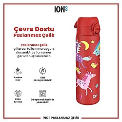 ION8 Sızdırmaz Paslanmaz Çelik Kırmızı İnce Suluk (600 ml) - Unicorn - 3
