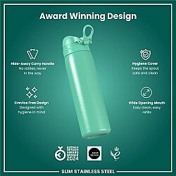 ION8 Sızdırmaz Paslanmaz Çelik İnce Suluk (600 ml) - Turkuaz - 4