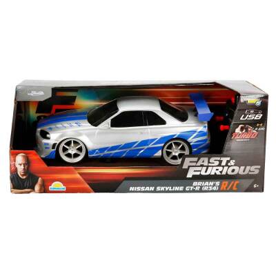 Jada 1/16 Fast&Furious Brian’S Nissan Skyline Gt-R Usb Rechargeable Remote Controlled Car - 4