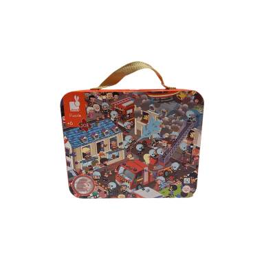 Janod 208-Piece Round Puzzle And Triangle Set With Carrying Case - Firefighter J02793 - 5