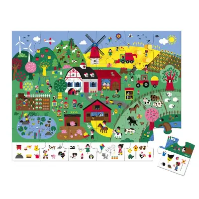 Janod 24-Piece Carrying Case Puzzle And Jigsaw Set - Farm J02645 - 3