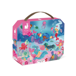 Janod 24-Piece Carrying Case Puzzle - Mermaid J02613 - 2