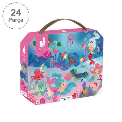 Janod 24-Piece Carrying Case Puzzle - Mermaid J02613 - 1