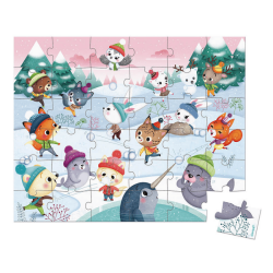 Janod 36-Piece Carrying Case Puzzle - Snow Party J02647 - 3