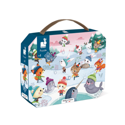Janod 36-Piece Carrying Case Puzzle - Snow Party J02647 - 2