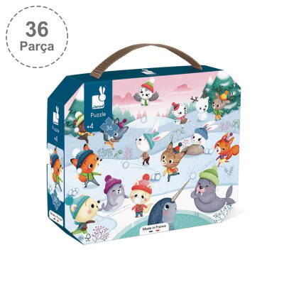 Janod 36-Piece Carrying Case Puzzle - Snow Party J02647 - 1