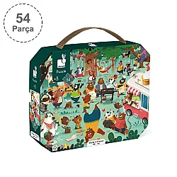 Janod 54 Parça Çantalı Puzzle - Ayıcık Ailesi J02610 - 2