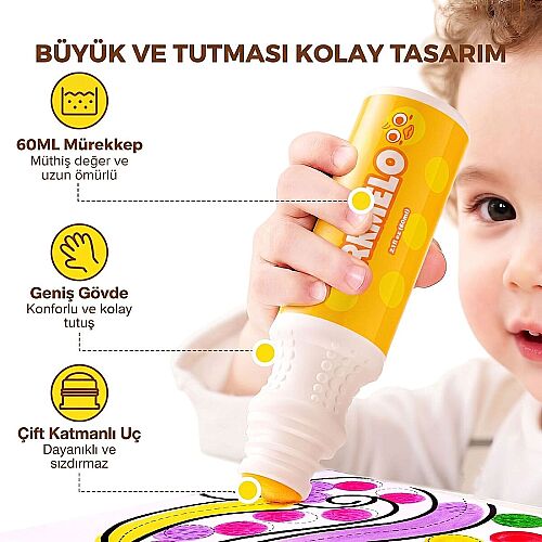 Jarmelo Yıkanabilir Nokta Boyama Kalemleri 12 Renk Ja93931 - 3