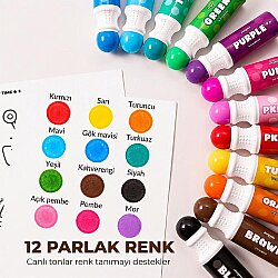 Jarmelo Yıkanabilir Nokta Boyama Kalemleri 12 Renk Ja93931 - 5