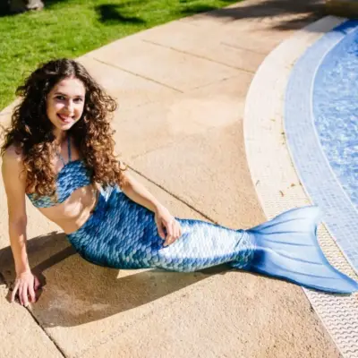 Kuaki Mermaids Blue 6+ Years Mermaid 3-Piece Bikini Costume Set - 3-Piece Set - 2