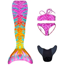 Kuaki Mermaids Malibu 6+ Years Mermaid 4-Piece Bikini Costume Set - 4-Piece Set - 1