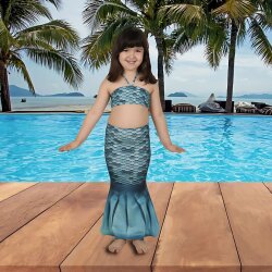 Kuaki Mermaids Turquoise 6+ Years Mermaid 2-Piece Bikini Costume Set - 2-Piece Set - 2