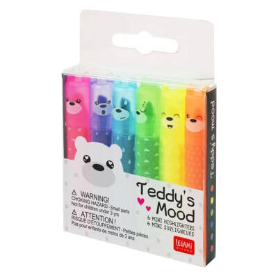 Legami Mini Teddy Bear Highlighter Pen Set Of 6 K088672 - 2