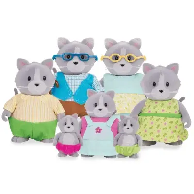 Li'L Woodzeez Grey Cat Family WZ6530Z - 1