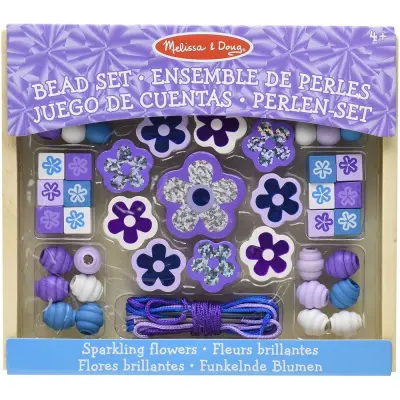 Melissa&Doug Wooden Bead Stringing Set - Sparkling Flowers Md009494 - 1