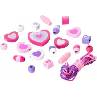 Melissa&Doug Wooden Bead Stringing Set - Sparkling Hearts Md009495 - 2